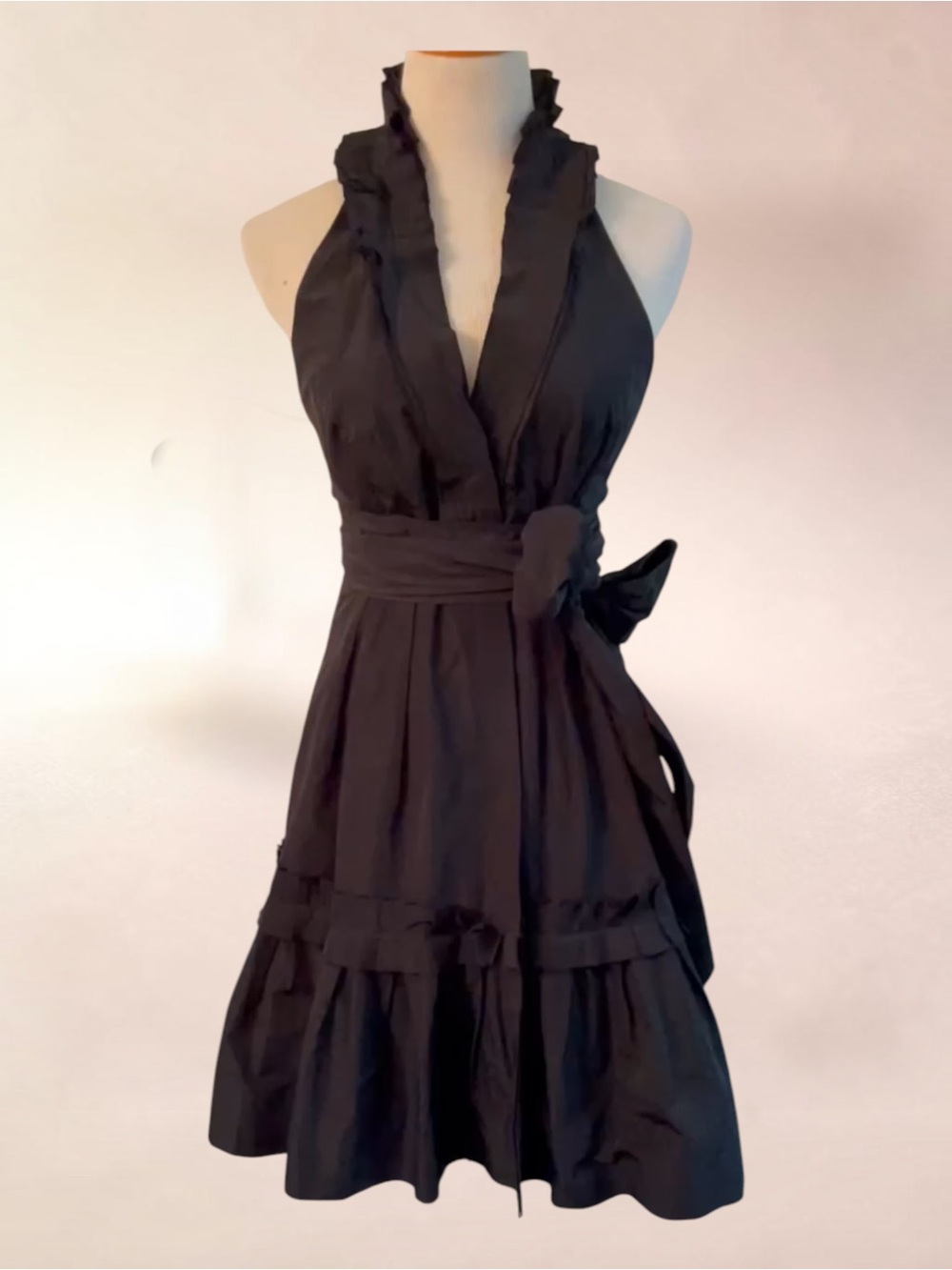 BCBG MAXAZRIA Black Taffeta Party Evening Formal Dress Size 6